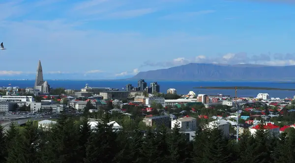 View from Perlan observation deck and dome above Reykjavik skyline